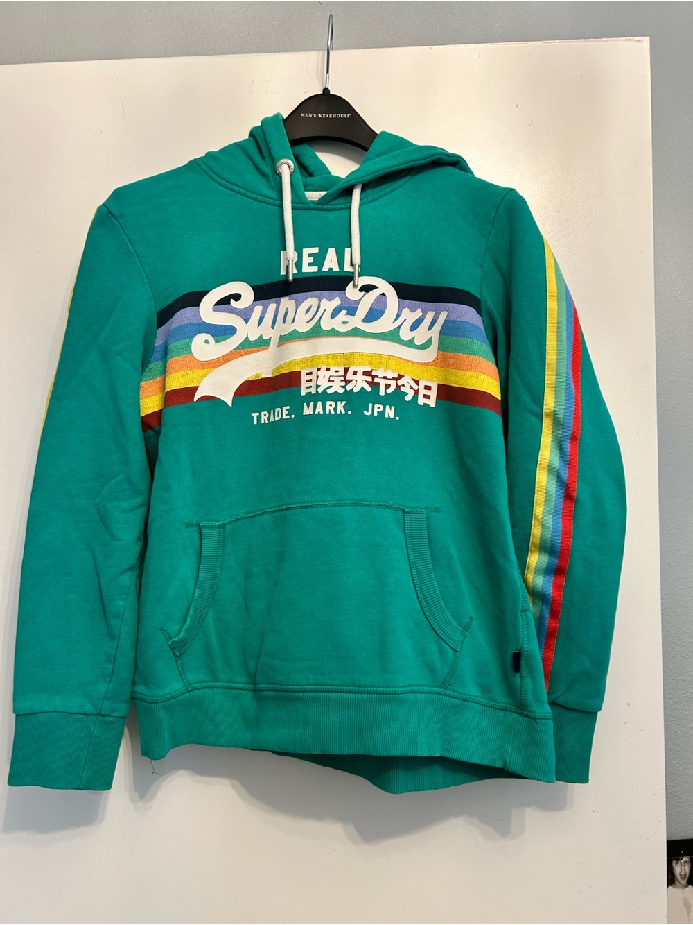 Superdry boy’s or girl’s Teal Rainbow Stripe Hoodie